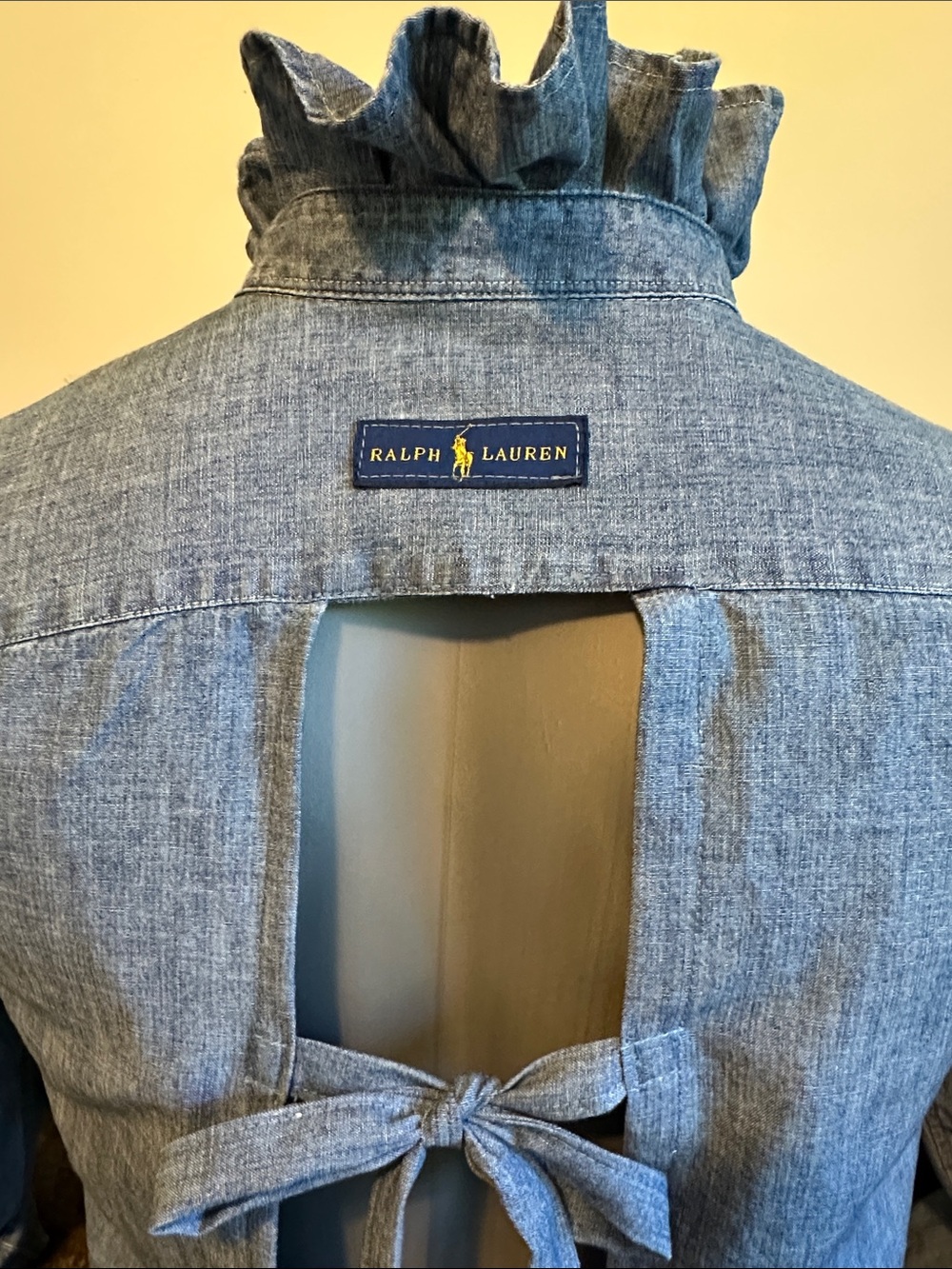 Ralph Lauren Denim Blue Button-Down Shirt backless - Picture 4 of 6